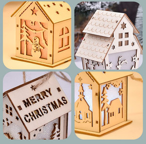 Decoración de cabinas de Navidad, adornos de exhibición de ventana, árbol de Navidad colgante, casa de nieve de madera con luz LED, artesanías, regalos - Product Image 6