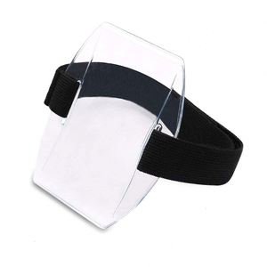 Sporting Clear Arm Band Vertical Vinyl Holder Credit Card Size Badge With <b>Adjustable</b> Reflective <b>Strap</b> - Product Image 4