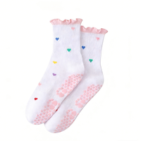 Calcetines de Yoga Antideslizantes para Mujer, con Volantes Florales, para Pilates, Uso Interior y Exterior