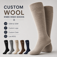 Chaussettes hautes en laine de qualité supérieure, OEM ODM, logo personnalisé, chaudes, douces, respirantes, longues, pour l'hiver, faible MOQ, fournisseur d'usine