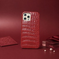 Étui de téléphone de luxe en cuir de crocodile antichoc pour iPhone