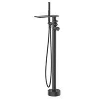 Robinet de baignoire à poignée unique en or brossé de luxe, robinets de douche en laiton massif, montage au sol, type de sortie en ligne, jet de massage