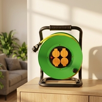 Enrouleur de câble rétractable mobile mini 4 prises UK pour jardin, rallonge de prise électrique