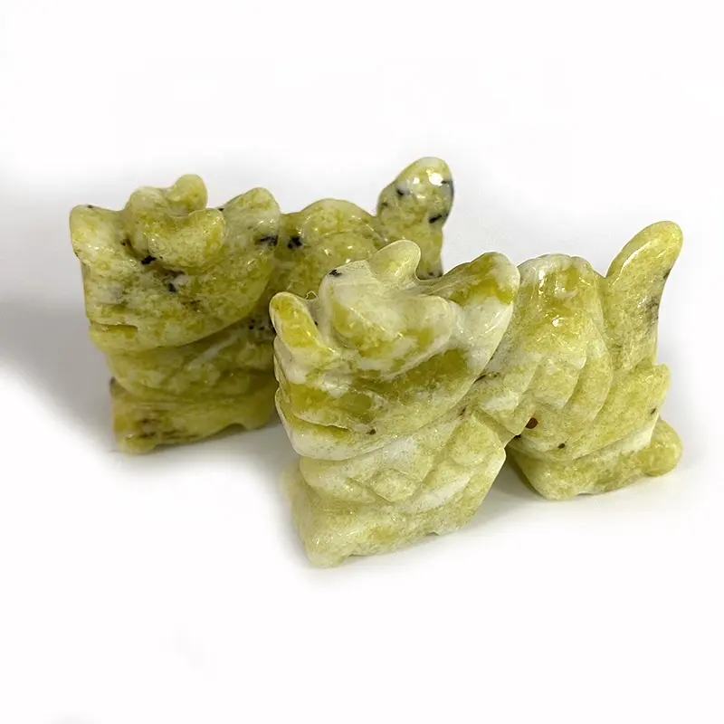 Großhandel Zitrone Jade drachen Kristall Geschnitzt Die Statue Des Drachen Quarz Kristall Drachen