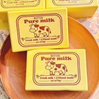 Cube de lait beurré en PU à rebond lent, jouet anti-stress souple avec illustration de vache, modèle emballé 032
