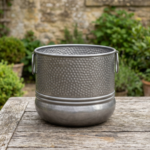 AK Laiton Décoratif Martelé Nickel Argent Jardinière Seau Pour Intérieur Extérieur Usage Home Decor Jardinière - Product Image 1