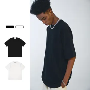 MT2339 Streetwear Hip Hop Styles 230g 100% cotone <span class=keywords><strong>maglietta</strong></span> a collo stretto con spalla scesa <span class=keywords><strong>maglietta</strong></span> <span class=keywords><strong>bianca</strong></span> nera - Product Image 1