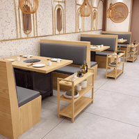 Sofa de banquette moderne, léger, de luxe, personnalisable Mobilier simple pour restaurant et café Ensemble table et chaises en bois massif