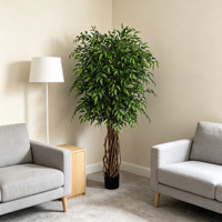 Arbre artificiel à feuilles vertes, tronc torsadé naturel, plante à feuillage artificiel, résistant aux UV, écologique, pour intérieur, maison, bureau, hôtel