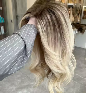 Topper <span class=keywords><strong>per</strong></span> capelli in pizzo con base in seta, 100% capelli umani Remy, con clip, <span class=keywords><strong>per</strong></span> perdita di capelli, liscio, biondo ombré, <span class=keywords><strong>per</strong></span> <span class=keywords><strong>donna</strong></span> - Product Image 1