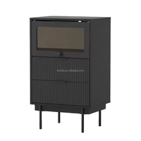 Armoire latérale en bois moderne et contemporaine à 2 tiroirs avec porte rabattable, meuble gain de place pour la maison, le salon et l'entrée de l'hôtel