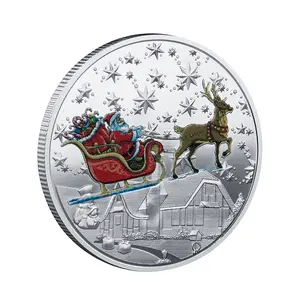 Recuerdo plateado Feliz Navidad Moneda conmemorativa Oro Metal Hierro Europa Moderno Relieve Impresión Oro Metal Arabia Saudita