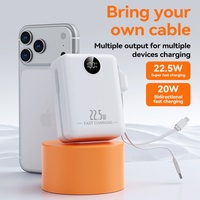 TDX TJ28 22,5W Typ-C Schnellladung Li-Polymer-Akku 30000mAh/40000mAh Mini-Powerbank mit integrierten 2-in-1-Kabeln und Digitalanzeige