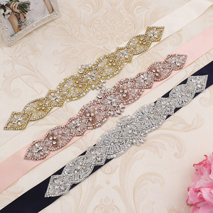 Ceinture de mariée avec <span class=keywords><strong>strass</strong></span> Ceinture perlée pour robe de mariée Ceinture en cristal pour la taille - Product Image 3