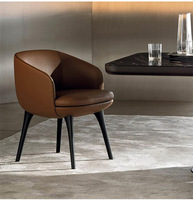 Chaise de salle à manger moderne en cuir véritable de style italien, fauteuil avec accoudoirs en mousse élastique haute densité, pour salon, hôtel, restaurant