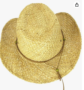Sombrero de vaquero de paja con detalle de banda de cuero y sombrero de vaquero occidental con insignia de tres caballos para hombres y mujeres. - Product Image 5