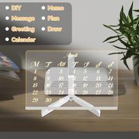 Veilleuse LED rectangulaire moderne avec tableau effaçable à sec, taille moyenne, alimentation USB, lumière blanc chaud, support en acrylique pour les chambres de bébés et d'enfants