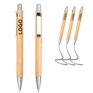 Promosyon ucuz baskı promosyon özel Logo imza ile çevre dostu ahşap tükenmez kalem kalem tükenmez Stylus düz bambu kalem - Product Image 1