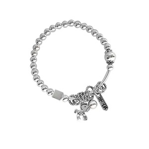 Bracelet en argent sterling S925 pour femme, avec breloque dessin animé, cadeau de paix, bijou, bracelet élastique - Product Image 5