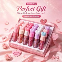 Collection de 24 gloss à lèvres en forme de cœur, gloss hydratant brillant, teinte à lèvres légère et non collante, cosmétique mignon