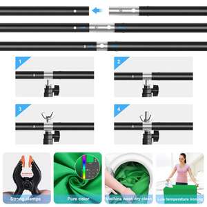 Kit <span class=keywords><strong>de</strong></span> support <span class=keywords><strong>de</strong></span> <span class=keywords><strong>fond</strong></span> photo en forme <span class=keywords><strong>de</strong></span> T PULUZ 1x2m, best-seller d'usine, avec pinces - Product Image 4