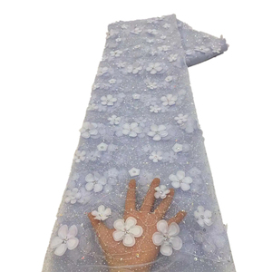 Ni. Ai mới nhất 3D hoa <span class=keywords><strong>Net</strong></span> ren với sequins chất lượng tốt vải lấp lánh sáng bóng sang trọng vải cho phụ nữ bên váy - Product Image 5