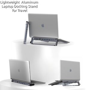 맥북/윈도우용 빌트인 USB-C 도킹 허브가 장착된 알루미늄 노트북 스탠드, 100W PD, 4K 듀얼 디스플레이, RJ45, PD 100W 충전 지원 - Product Image 1