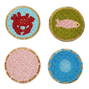 <b>Beaded</b> embroidery <b>coaster</b> Handcrafted <b>coaster</b> Decorative <b>coaster</b> <b>Beaded</b> table decor Embroidered <b>coaster</b> - Product Image 1