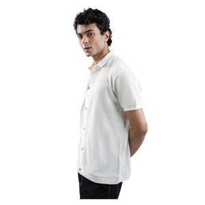 Jacquard blanc uni en polyester/coton de qualité supérieure pour chemise homme, tissu texturé respirant de luxe, tricot personnalisé OEM en gros pour le golf - Product Image 2