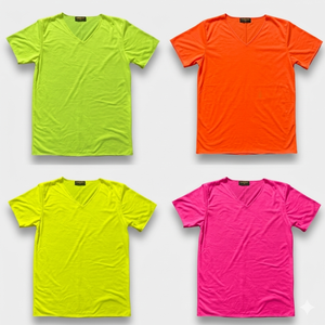 Camiseta de manga corta con cuello en V, colores neón, fabricada con TK30 S/J 150-160 gsm (40) - Product Image 1