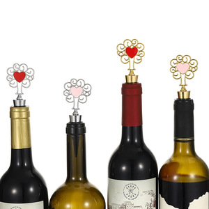 Bouchons de bouteille de vin en forme de cœur, en alliage de zinc, or, rouge, argent, rose, pour la conservation du vin, cadeau de fête - Product Image 1