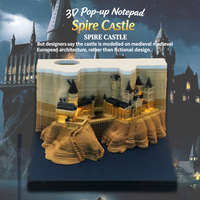 Bloc-notes en papier 3D style château de Poudlard, sculpture artistique, bloc de notes, ornement de bureau original pour un cadeau d'anniversaire ou de fête