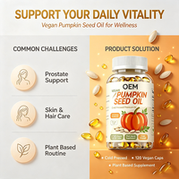 Capsules d'huile de graines de citrouille végétalienne pressée à froid en vrac, 120 capsules végétaliennes, OEM ODM, étiquette personnalisée, complément alimentaire dérivé de plantes