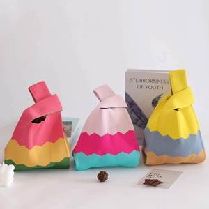 Handmade Country Style Waterproof Polyester Handbag Shopping Mini Knot Wrist <b>Purse</b> <b>Cute</b> Colorful Tote Bag Zipper Closure - Product Image 1