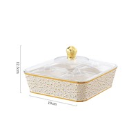 Plateau de rangement à 4 compartiments pour fruits, noix et collations, idéal pour les fêtes et mariages, avec couvercle en plastique