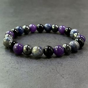 Natural Stone Bracelet Colorful Glass Beaded Holistic Wellness Strategic Quick Lead Time <b>Engraved</b> Logo - Product Image 3