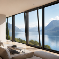 Ventana Corredera Abatible de Aluminio con Rotura de Puente Térmico, Doble Acristalamiento, Aislamiento Acústico, Diseño Moderno, Nuevo de Fábrica
