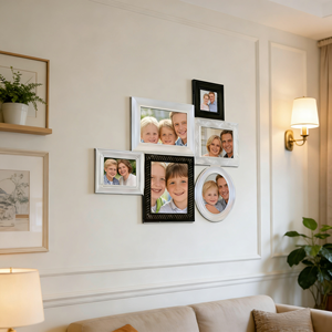 Nouveau cadre photo mural <span class=keywords><strong>en</strong></span> bois vintage, avec 6 ouvertures, écologique et durable, pour décoration intérieure - Product Image 2