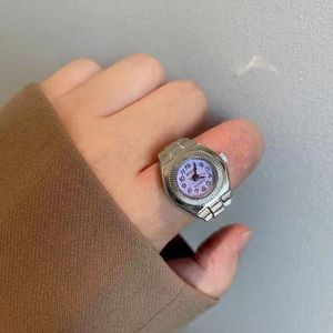 Vintage Punk doigt montre Mini bracelet élastique alliage montres Couple anneaux bijoux horloge rétro romain Quartz montre anneaux femmes hommes - Product Image 4