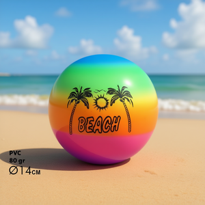 Pelota de Playa de PVC de 14 cm y 80 g con Diseño de Palmera Arcoíris - Product Image 2