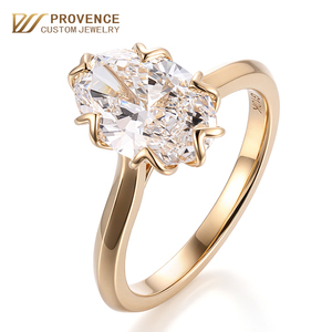 Anillo de compromiso para mujer con diamante cultivado en laboratorio de 2.3 quilates, corte ovalado, DEF VVS2, joyería de oro macizo de 14k, el mejor proveedor de joyas. - Product Image 1