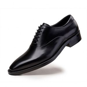 Nuevos Zapatos de Cuero Genuino para Hombre, Estilo Ejecutivo, Sencillos y Lisos, con Punta Cuadrada y Cordones Cómodos, para Oficina y Traje de Uniforme - Product Image 1