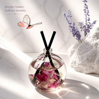 Diffuseur de parfum naturel à base d'huiles essentielles végétales, haute pureté, avec bâtonnets en fibre et pétales préservés pour la maison