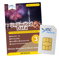 Carte SIM d'itinérance 4G 5G illimitée pour 3 jours en Chine continentale et à Macao, 3-en-1 ESIM, emballage personnalisé, voyages internationaux