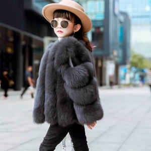 Cappotto invernale caldo <span class=keywords><strong>per</strong></span> bambini giacca in vera <span class=keywords><strong>pelliccia</strong></span> e pelle scamosciata alla moda soffice pellicce <span class=keywords><strong>per</strong></span> bambina - Product Image 1
