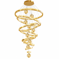 Lustre moderne en cristal K9 en spirale, luminaire suspendu LED pour plafond haut, lustre de luxe pour escalier, villa, hall d'entrée, décoration intérieure