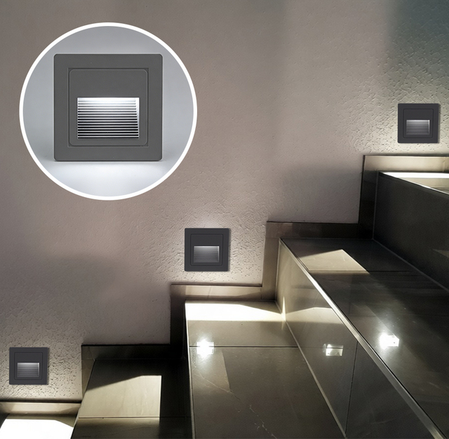 220V 12V Outdoor Led Recessed Step Light Recessed Led Wall Lamp Stair Case Light Warm White Step Lamp