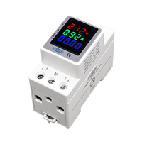 TOMZN 3IN1 Meteran Energi Listrik Pengukur Arus Voltmeter Digital Warna Dapat Diubah Din Rail AC80-270V 0-100A 50/60Hz