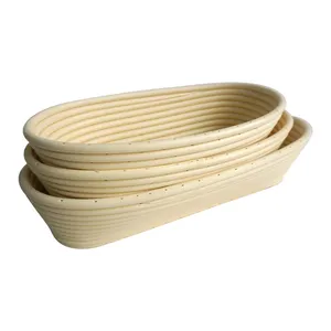XH Oval Handwoven Natural Indonesia Rattan Long Artisan Bread Sourdough Fermentation Proofing Basket Baking Set