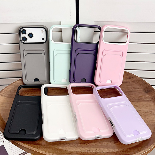 with Card Slot Wallet Phone Case for iPhone 17 Air 16 15 14 13 12 11 Pro Max Candy Color Phone Case